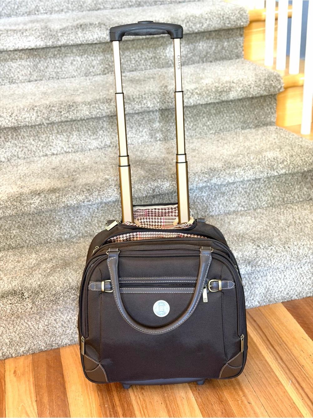 VTG Ralph Lauren CHAPS Rolling Overnight Bag. Houndstooth lining. Carry On. EUC